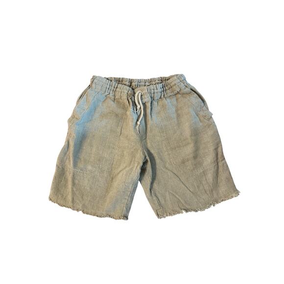 Women M Casa Mastro Positano Brown Beige Shorts 100% Linen Lagenlook - Picture 1 of 6